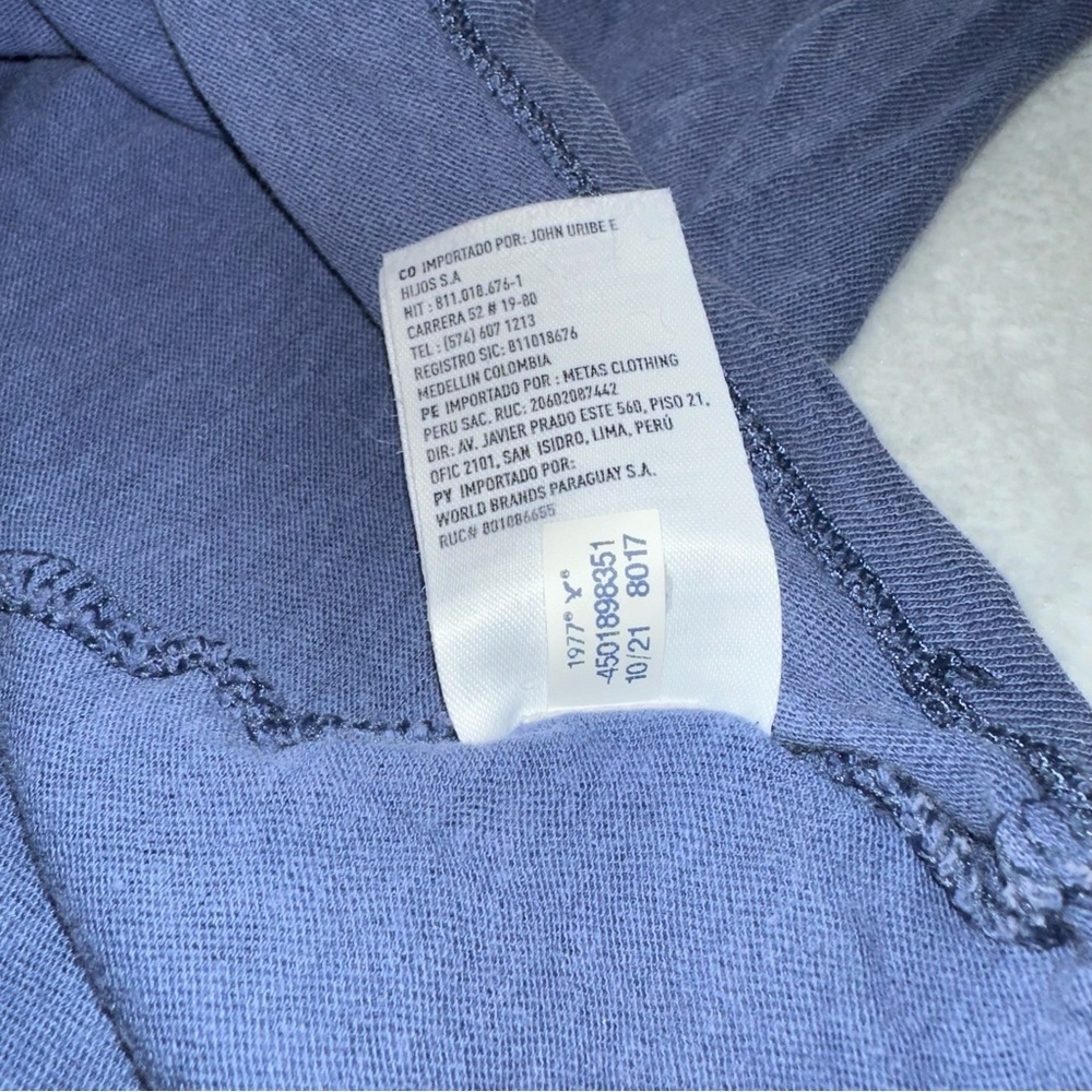 American Eagle Santa Monica Blue Graphic Tee M Floral Cropped Oversized Casual - Picture 8 of 8